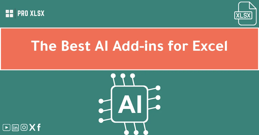 صورة تحتوي على عنوان المقال حول: " Top AI Add-Ins for Excel to Boost Productivity" مع عنصر بصري معبر