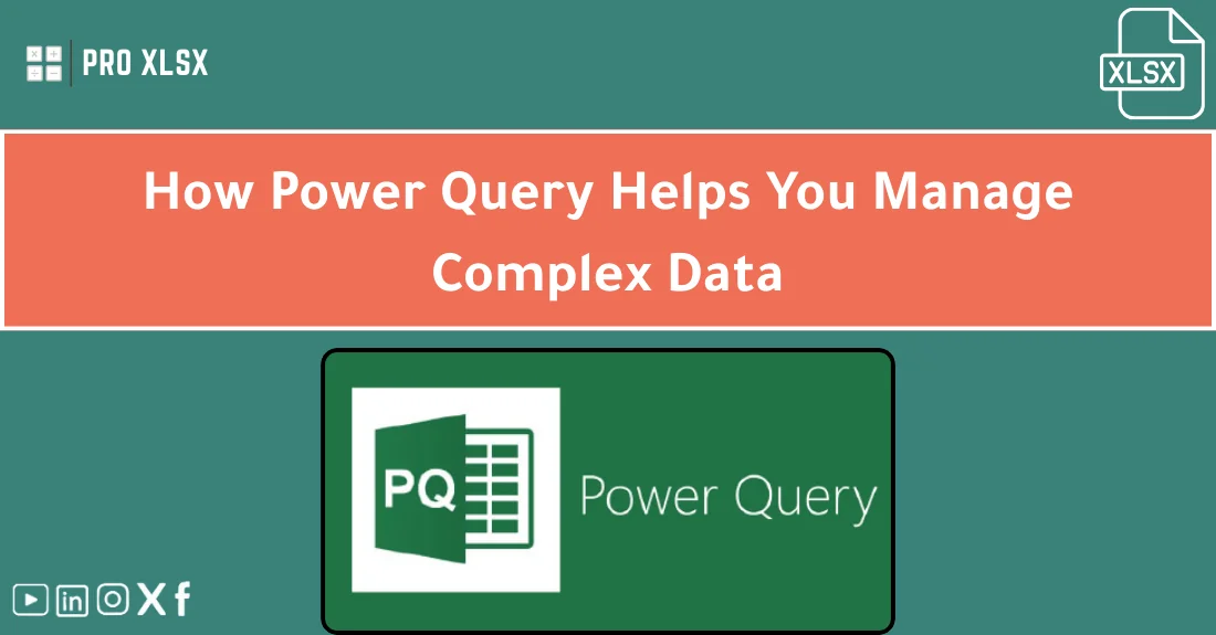 صورة تحتوي على عنوان المقال حول: " Master Advanced Power Query for Complex Data" مع عنصر بصري معبر