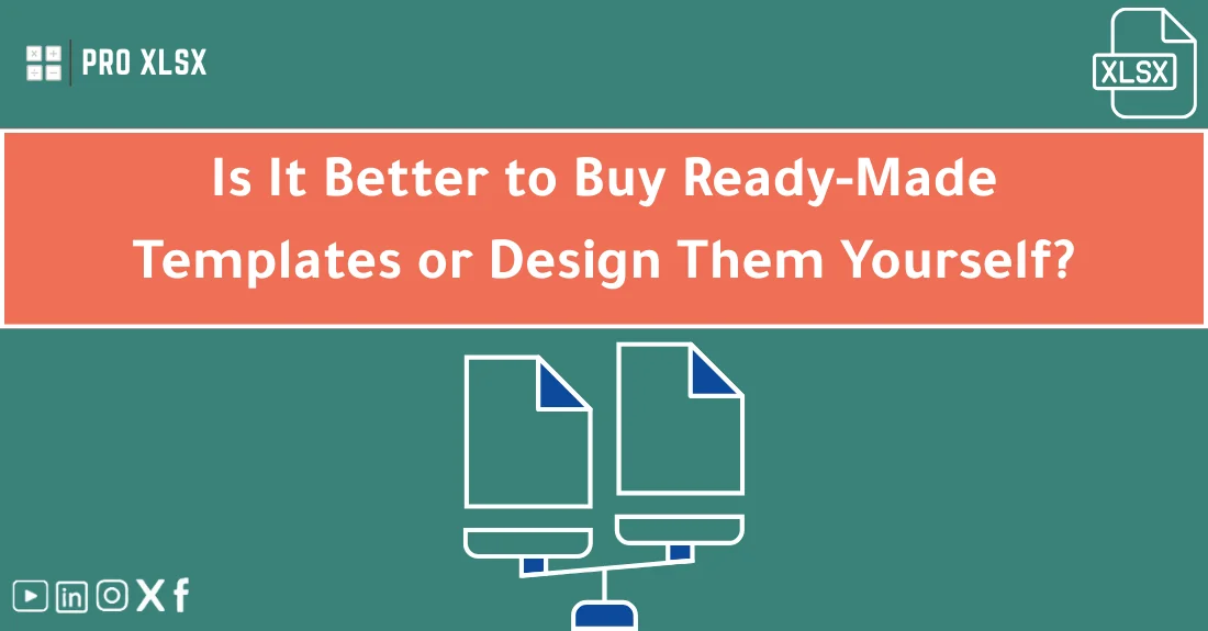 صورة توضيحية تحتوي على عنوان المقال حول : " Buy a Template or Design It: Which Is Best?" مع عنصر بصري معبر