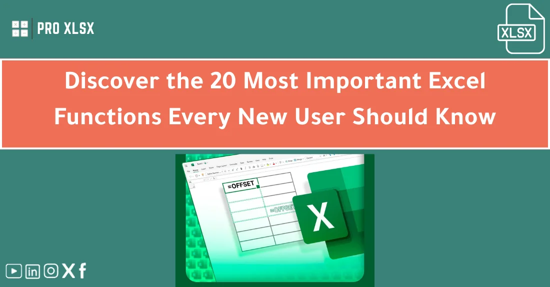 صورة تحتوي على عنوان المقال حول: " Essential Excel Functions Every Beginner Needs to Know" مع عنصر بصري معبر
