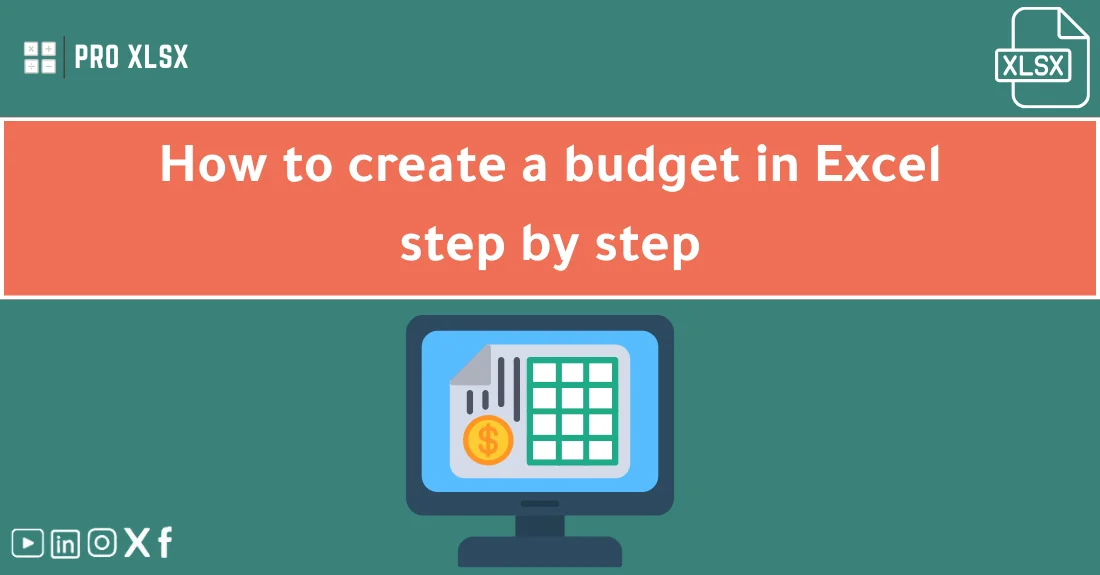 Step by step Excel budget template showing categorized income and expenses in a clear spreadsheet layout.