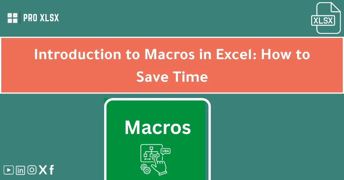 صورة تحتوي على عنوان المقال حول: " Intro to Excel Macros: Save Time Fast and Easy" مع عنصر بصري معبر