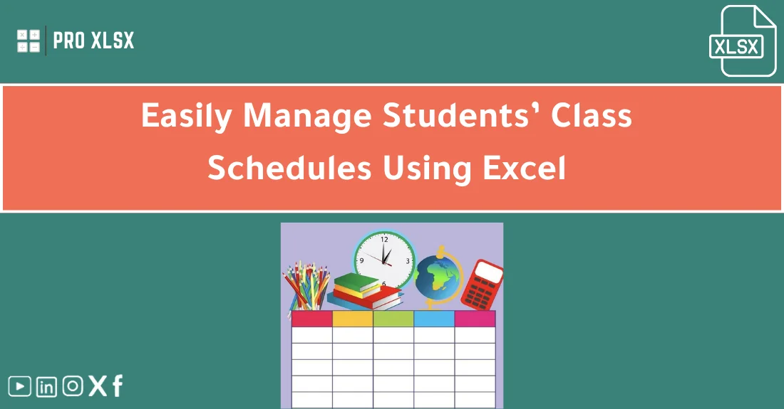 A clean Excel student timetable template showing a weekly class schedule for organized study planning.
