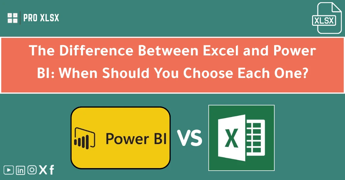 صورة تحتوي على عنوان المقال حول: " Excel vs Power BI Guide: Which Tool to Choose?" مع عنصر بصري معبر