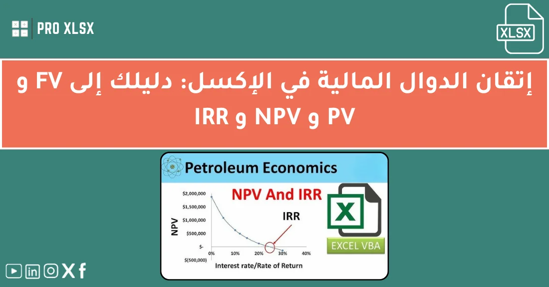 صورة تحتوي على عنوان المقال حول: " تعلم الدوال المالية في الإكسل بسهولة واحتراف" مع عنصر بصري معبر