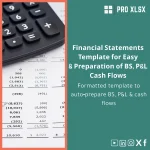 Financial Statements Template for Easy Preparation of BS, P&L & Cash Flows