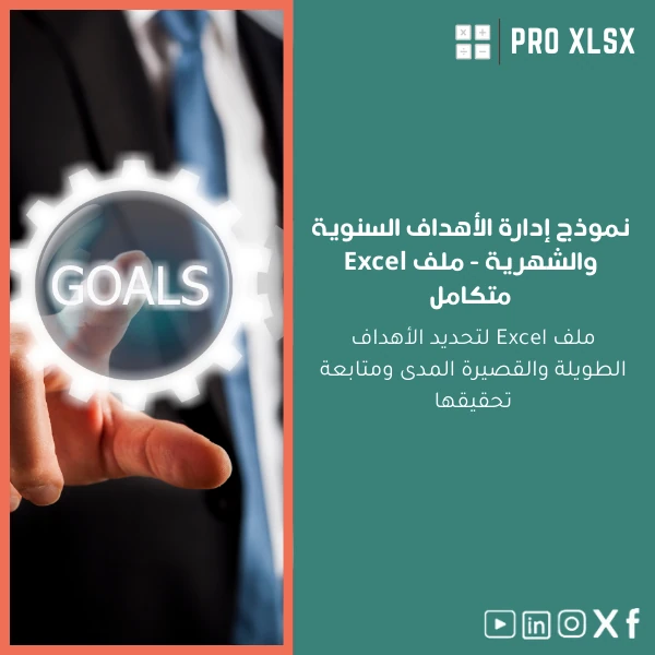 Goals-management-template-ar1133 نموذج إدارة الأهداف السنوية والشهرية - ملف Excel متكامل - الصورة 1