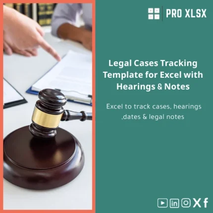 Legal Cases Tracking Template for Excel with Hearings & Notes