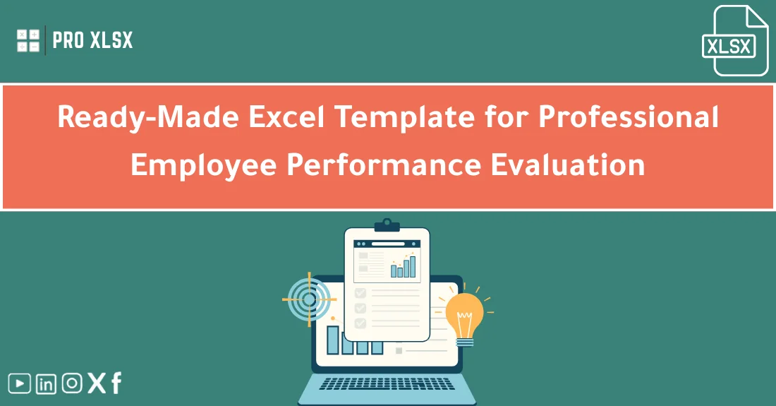 صورة تحتوي على عنوان المقال حول: " Performance Evaluation Excel Template for Employees" مع عنصر بصري معبر