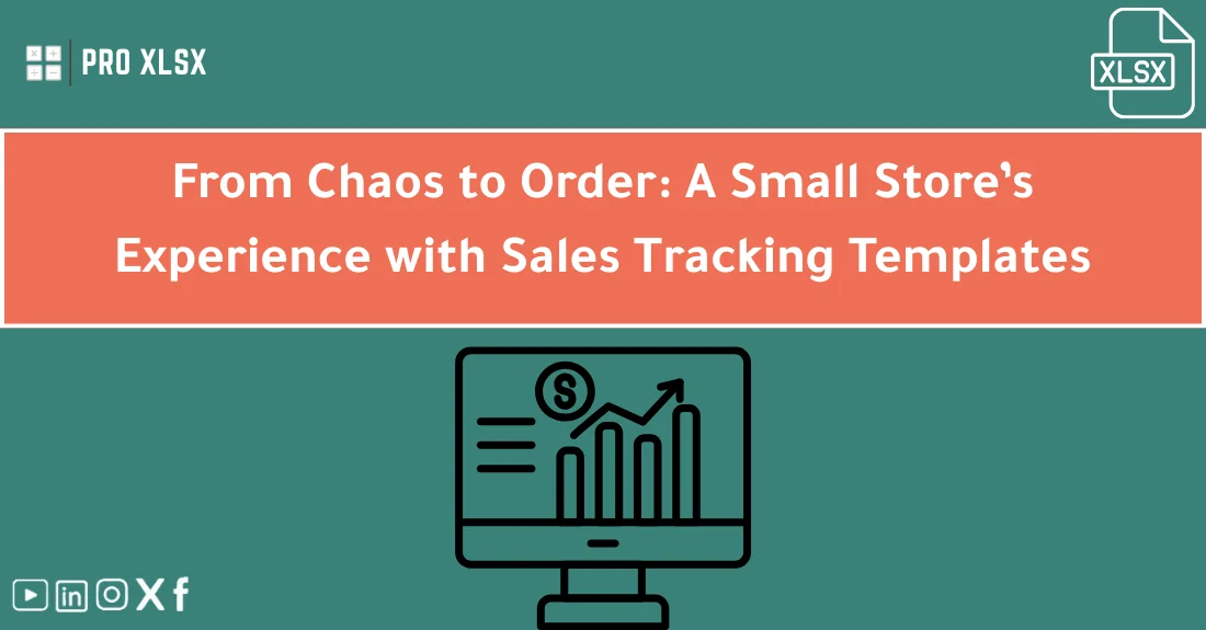 صورة تحتوي على عنوان المقال حول: " Sales Tracking in Excel: Small Shop Success Story" مع عنصر بصري معبر