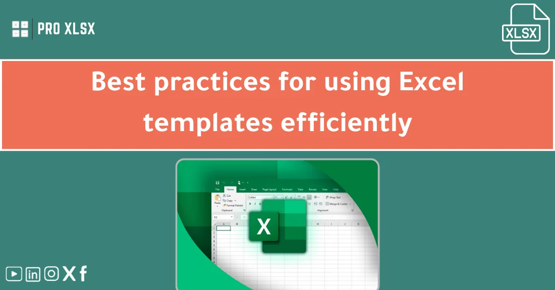 صورة تحتوي على عنوان المقال حول: " Template Usage Best Practices for Excel Success" مع عنصر بصري معبر