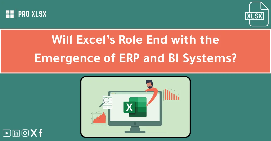 صورة تحتوي على عنوان المقال حول: " The Future of Excel: Evolve Your Data Skills" مع عنصر بصري معبر