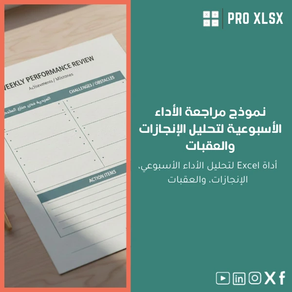 Weekly-Performance-Review-Template-ar1169 نموذج مراجعة الأداء الأسبوعية لتحليل الإنجازات والعقبات - الصورة 1