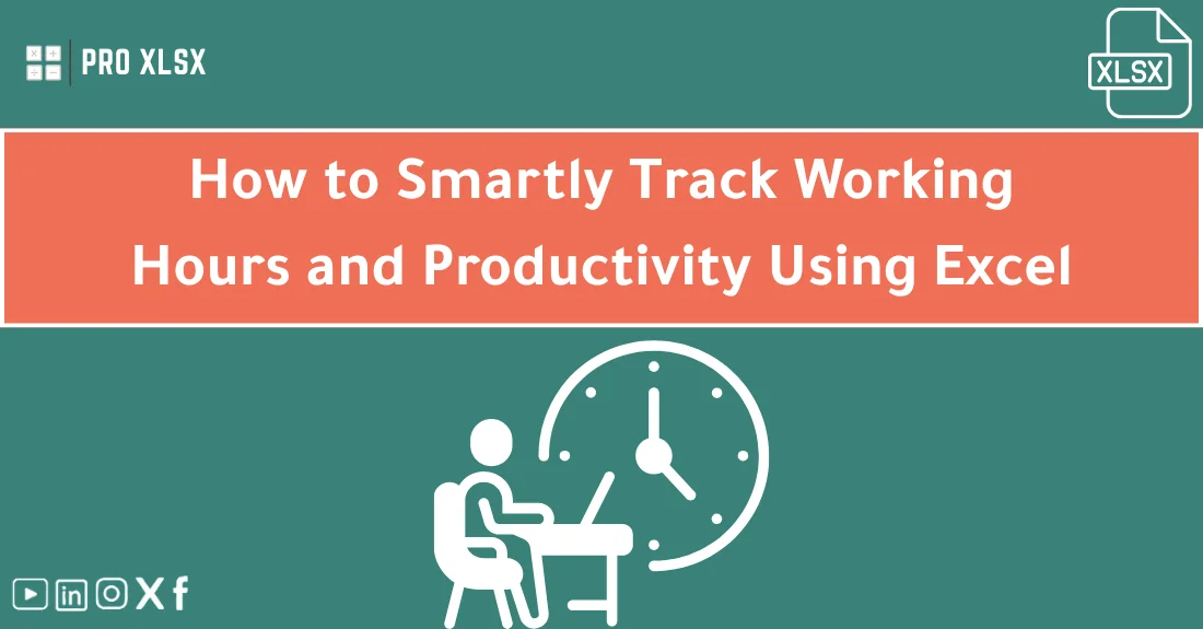 صورة تحتوي على عنوان المقال حول: " Effortless Work Hours Tracking in Excel Made Simple" مع عنصر بصري معبر