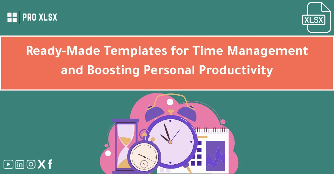 Dashboard view of time management Excel templates used to organize tasks and boost personal productivity.